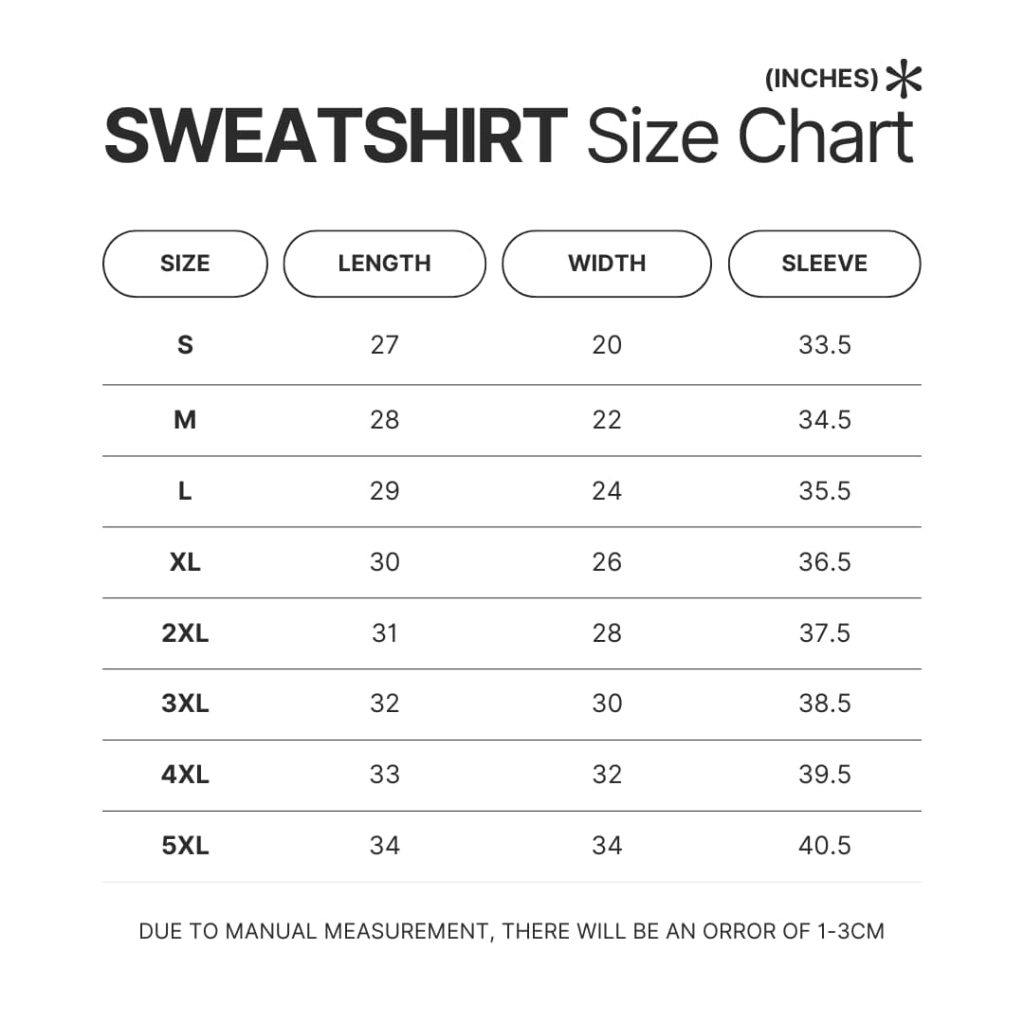 Sweatshirt Size Chart - Rainbow Six Siege Store