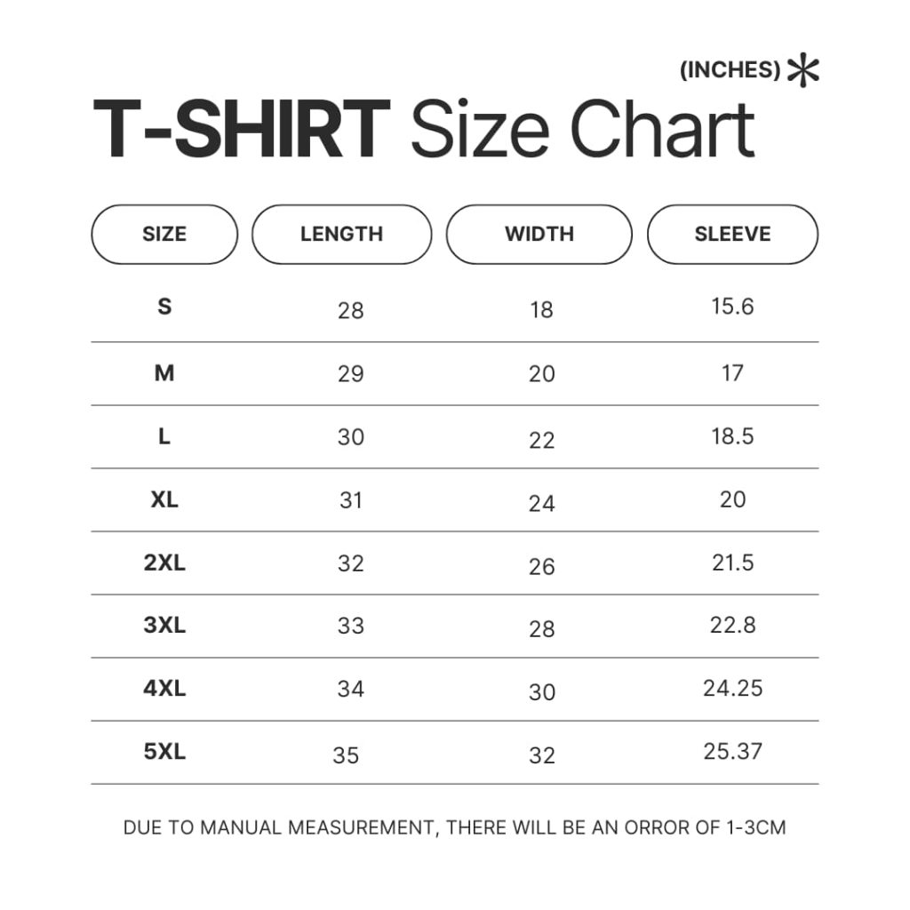 T shirt Size Chart - Rainbow Six Siege Store