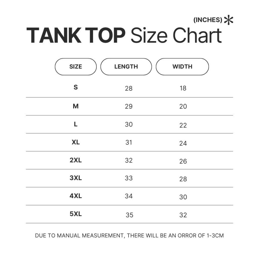 Tank Top Size Chart - Rainbow Six Siege Store
